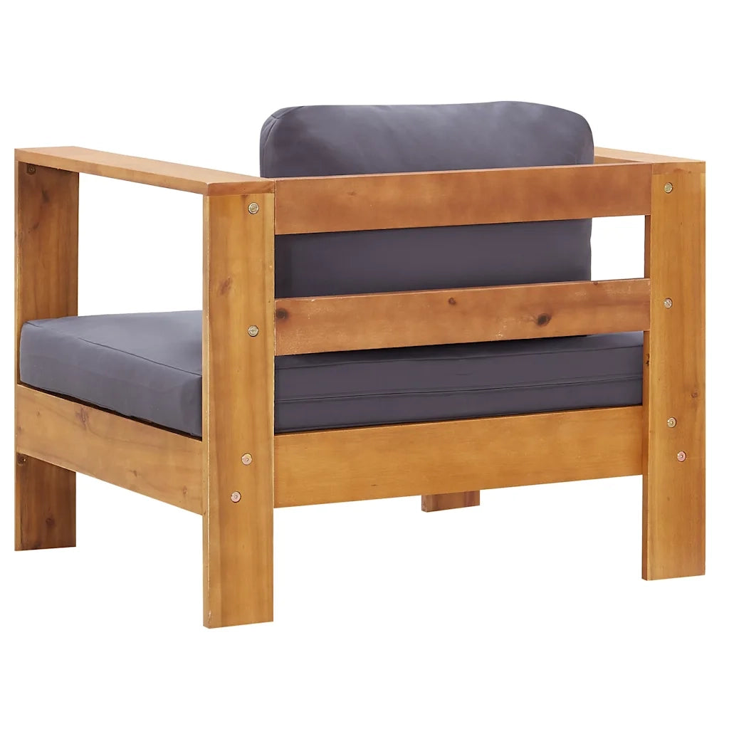 Sedia da patio-Sedia da Giardino con Cuscino Grigio Scuro in Legno di Acacia