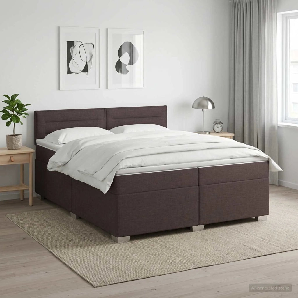 Letto box spring con materasso Marrone Scuro 200 x 200 cm 3450554