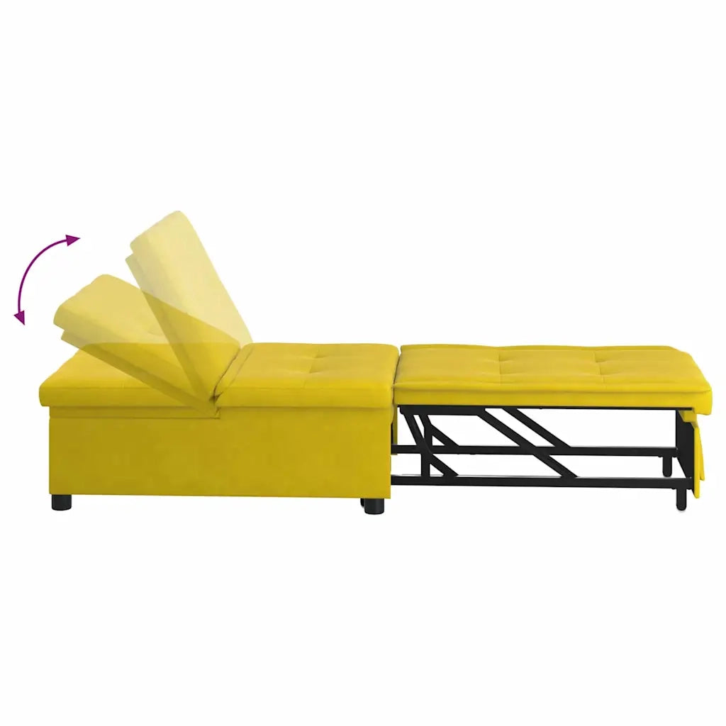 Divano letto Giallo 194 x 67 x 82 cm Velluto 42008601