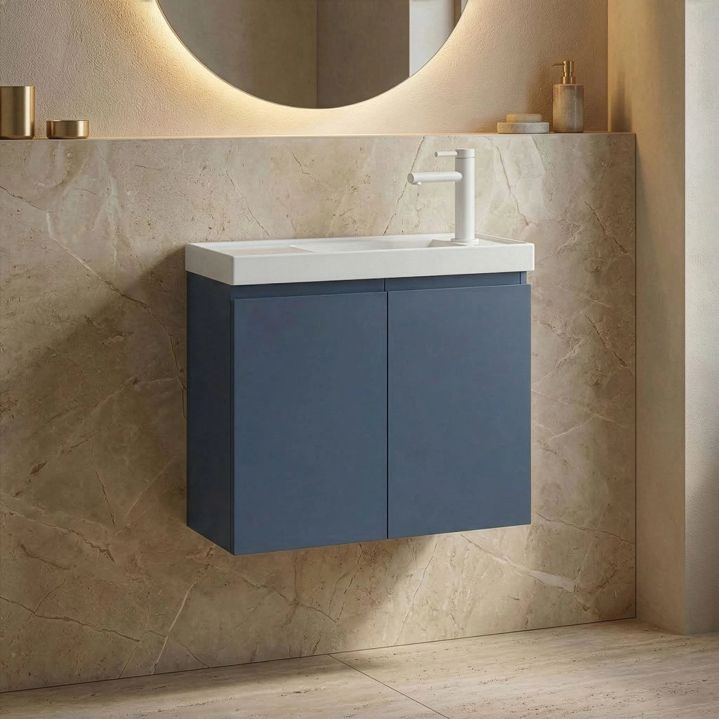 Mobile lavabo "Ferla 60" - 60 x 22 x 50 cm - Blu petrolio