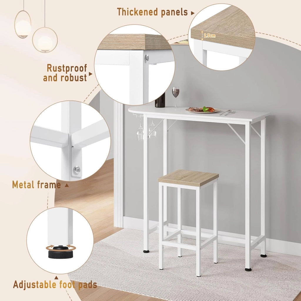 Set di 2 Sgabelli da Bar Industriali con Poggiapiedi, Sgabelli da Cucina senza Schienale, Sedie Alte per Penisola Cucina, Sedile in Truciolato e Telaio, 33x33x65cm, rovere chiaro, 1059BY-2