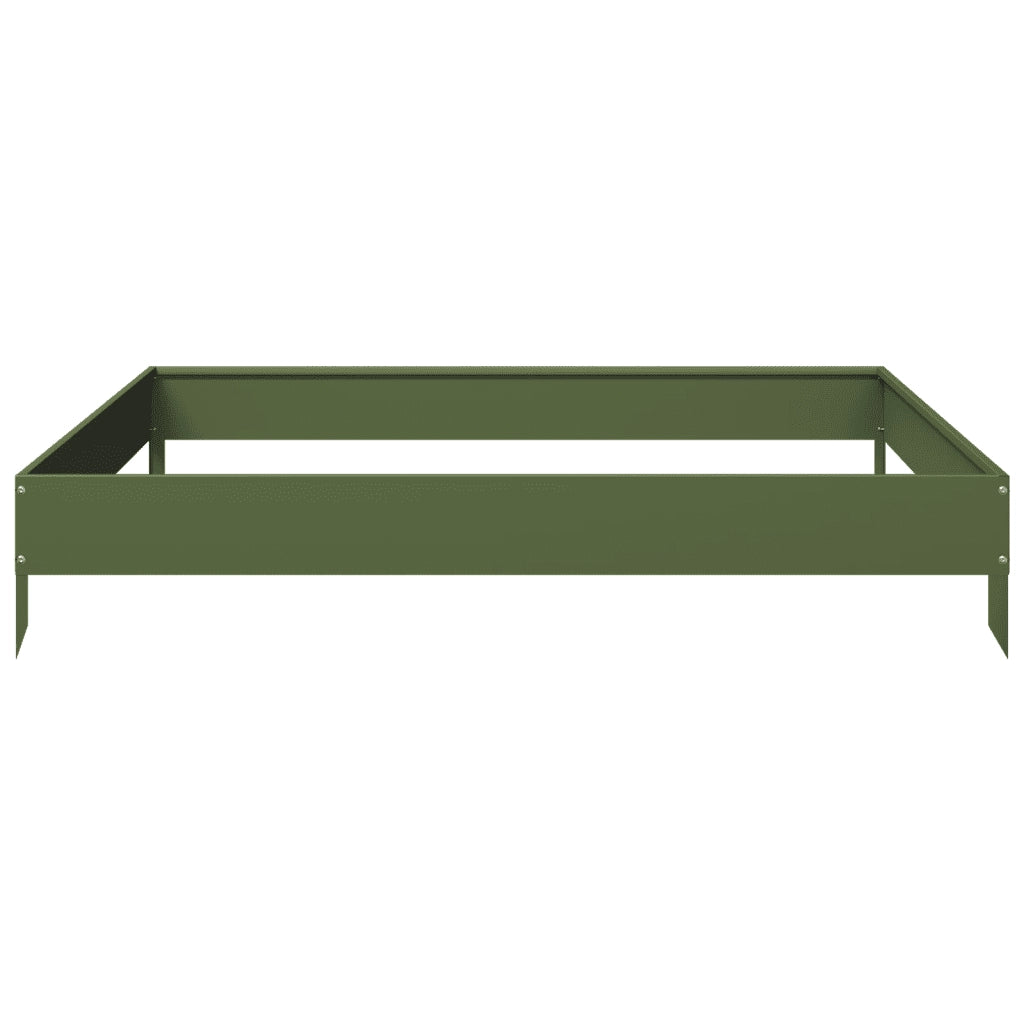 Fioriera Rialzata Giardino-Vaso da Esterno-Supporto per Vaso Verde Oliva 100x100x18,5 cm Acciaio