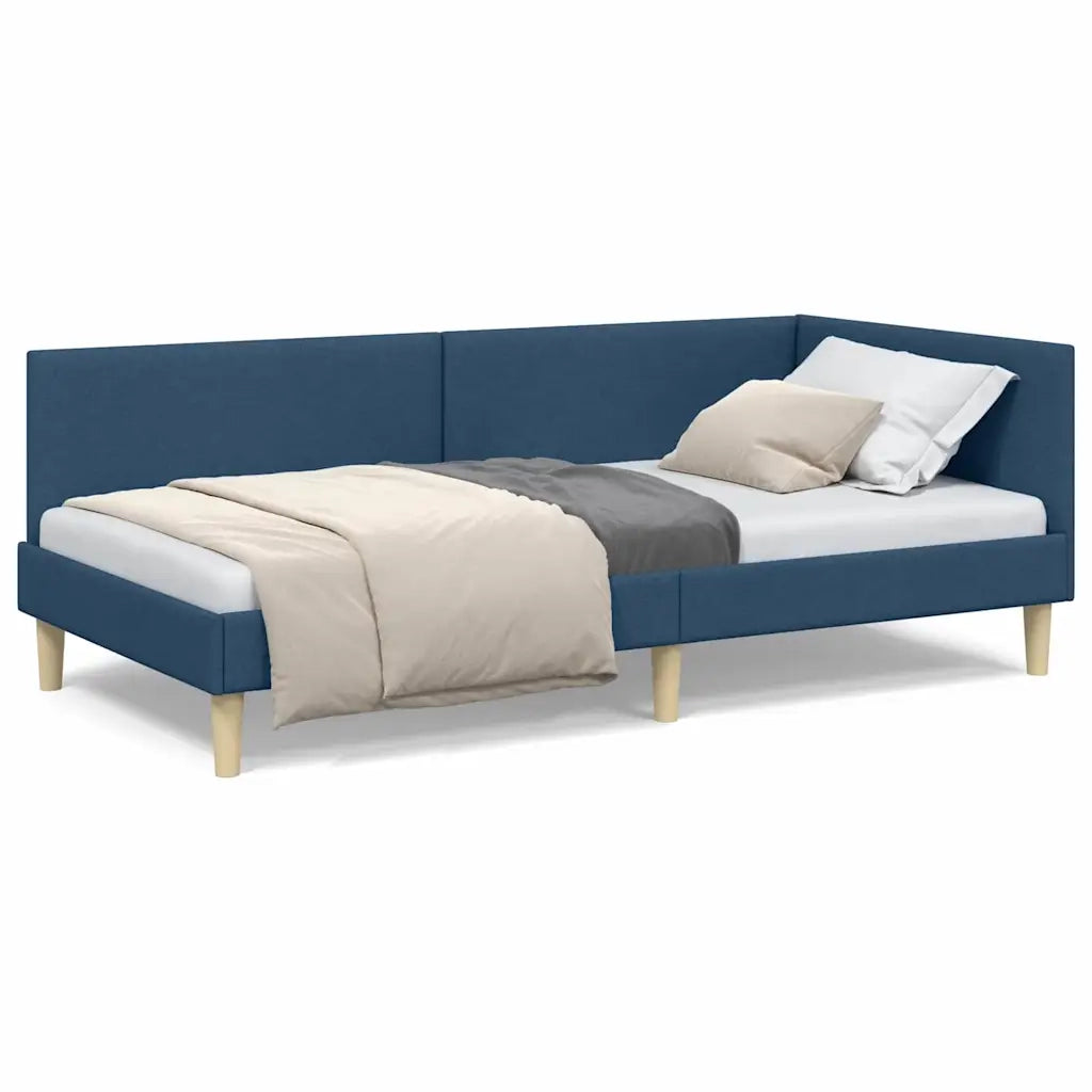 vidaXL Cornice del letto ad angolo Altro con testiera Blu 100 x 200 cm