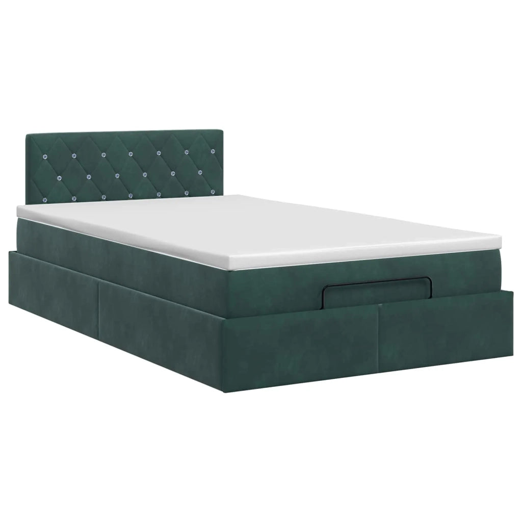 Letto ottomano con materasso Verde Scuro 120 x 200 cm Velluto 3457644