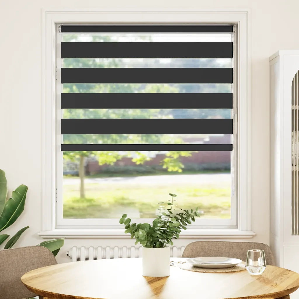 vidaXL Tenda a Rullo Zebra Nero Larghezza Tessuto 100,9 cm Poliestere