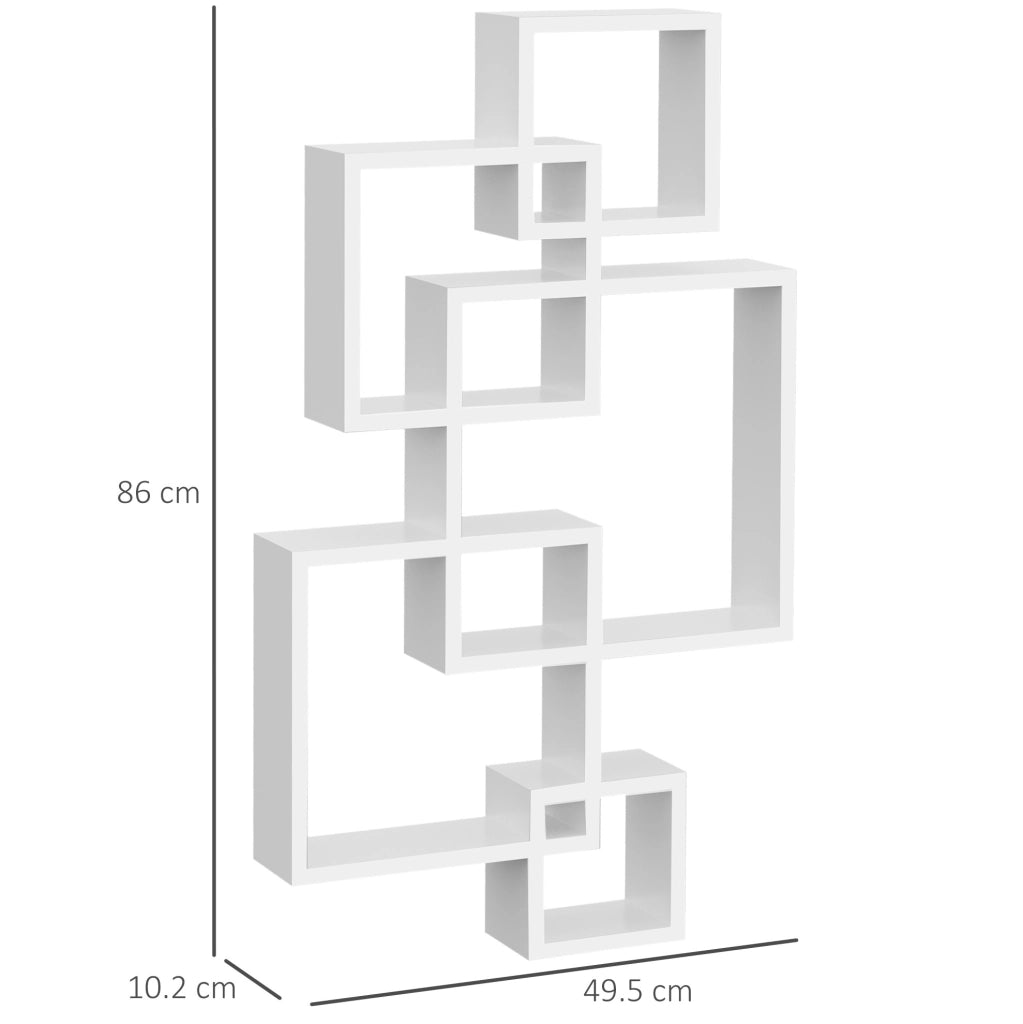 Scaffale da parete bianco in legno di abete con 9 vani