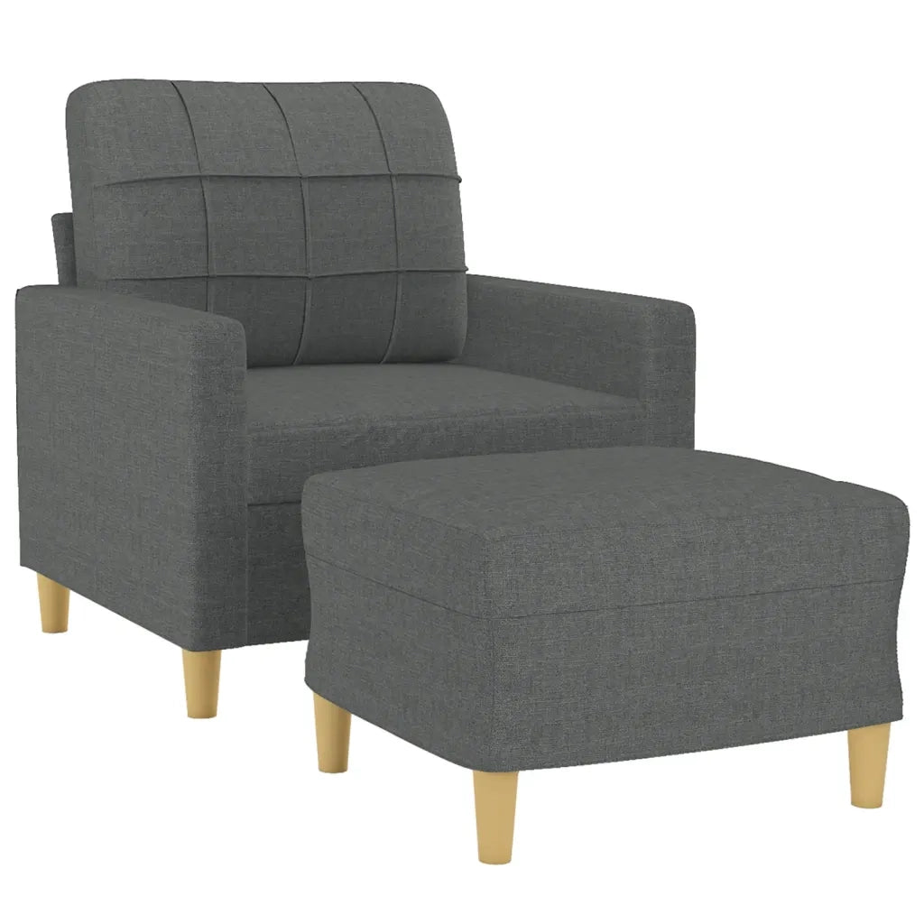 Divano Sedia-Poltrona con Poggiapiedi Grigio Scuro 60 cm in Tessuto 443523