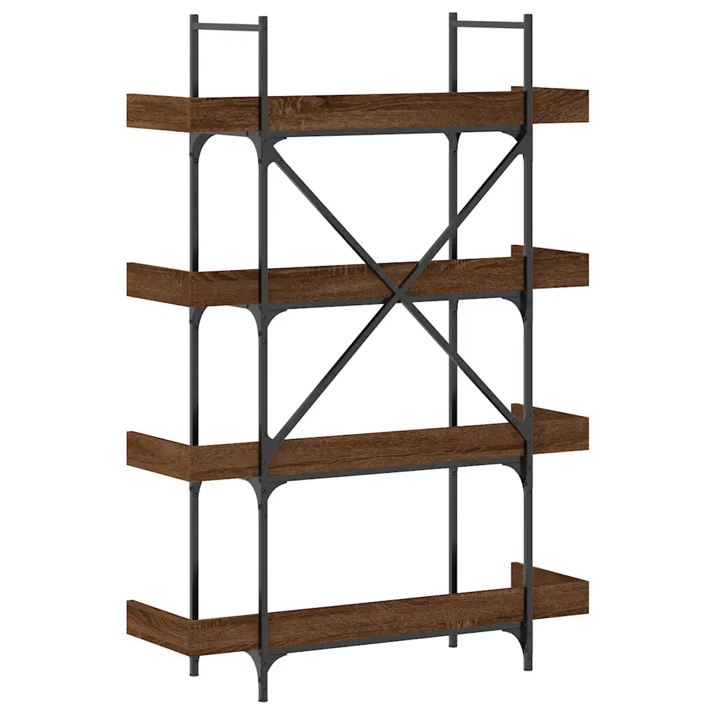 Libreria 4 Ripiani-Scaffale per Libri-Mobile di Stoccaggio Rovere Marrone 100x33x145,5 Legno Multistrato