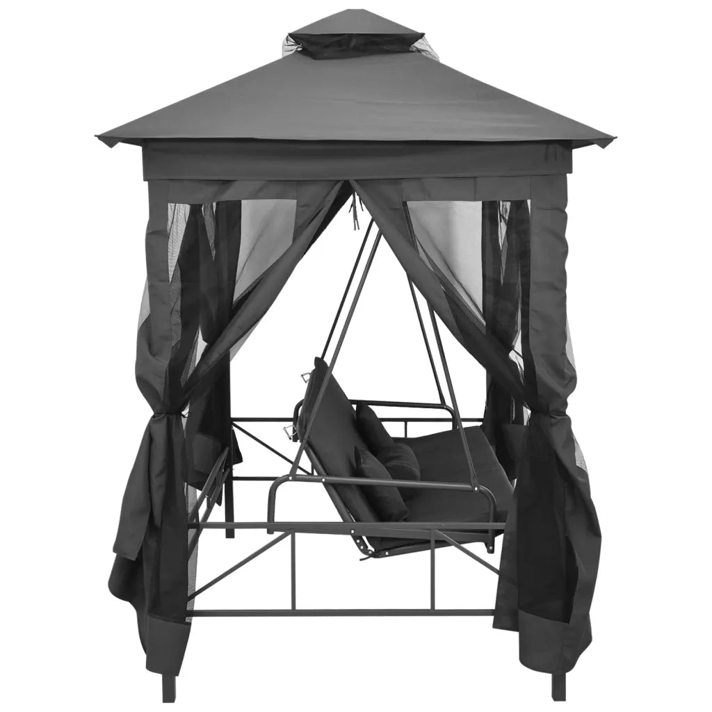 Panchina a Dondolo Baldacchino Antracite 220x160x240 cm Acciaio 45073