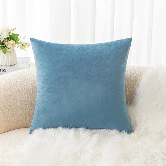 Banchetto in stile nordico con cuscino di piuma, cuscino per la schiena per ufficio, copertura di piuma per cuscini 45*45cm (senza riempimento) - blu