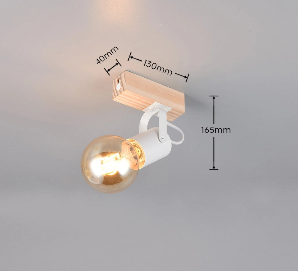 Faretto da soffitto LYNAR 1xE27 bianco legno RL