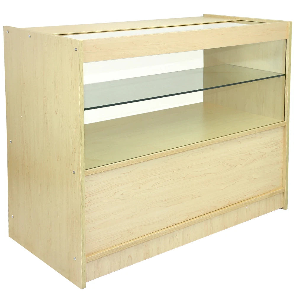 Set Solar con 3 Banconi da Negozio e Reception con Finitura in Acero Laminato