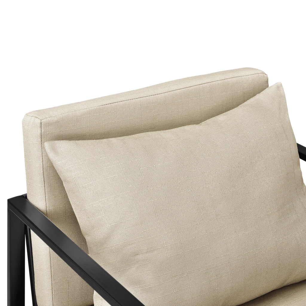 Set di 2 Poltrone con Telaio in Ferro Schienale Sedile e Cuscino Imbottiti - Beige [en.casa]