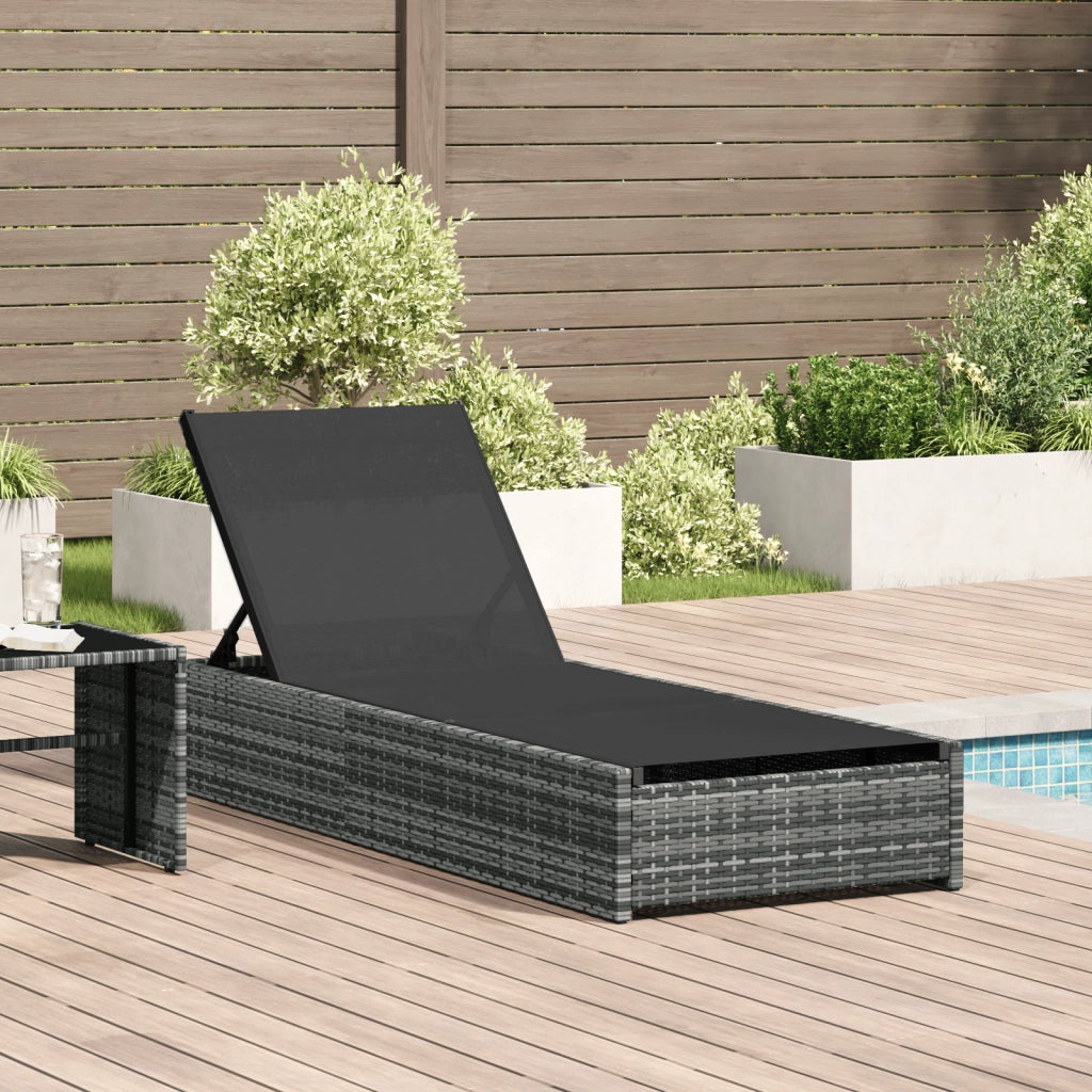 Lettino Prendisole Grigio 60x200x27 cm Polyrattan