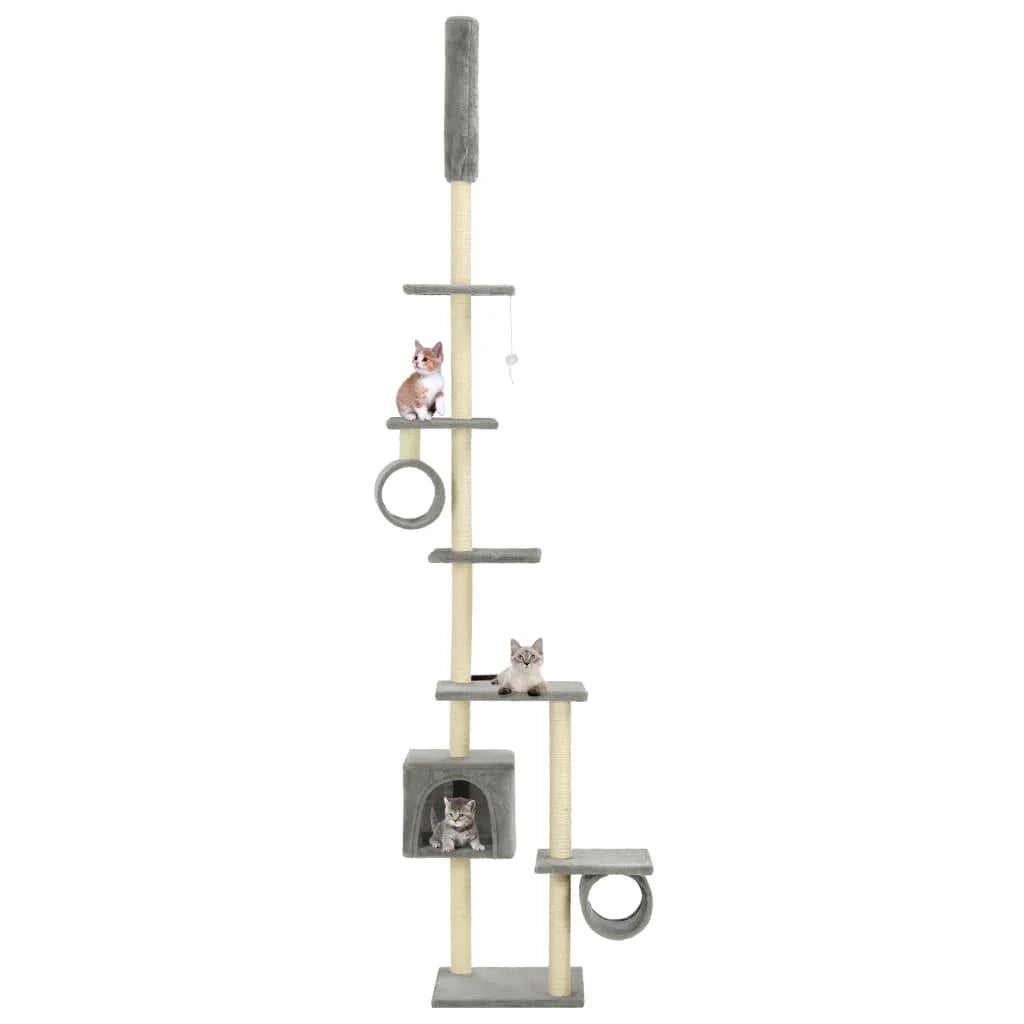 Tiragraffi albero per gatti cuccia per gatti giocattolo peluche sisal 260 cm grigio 3702111