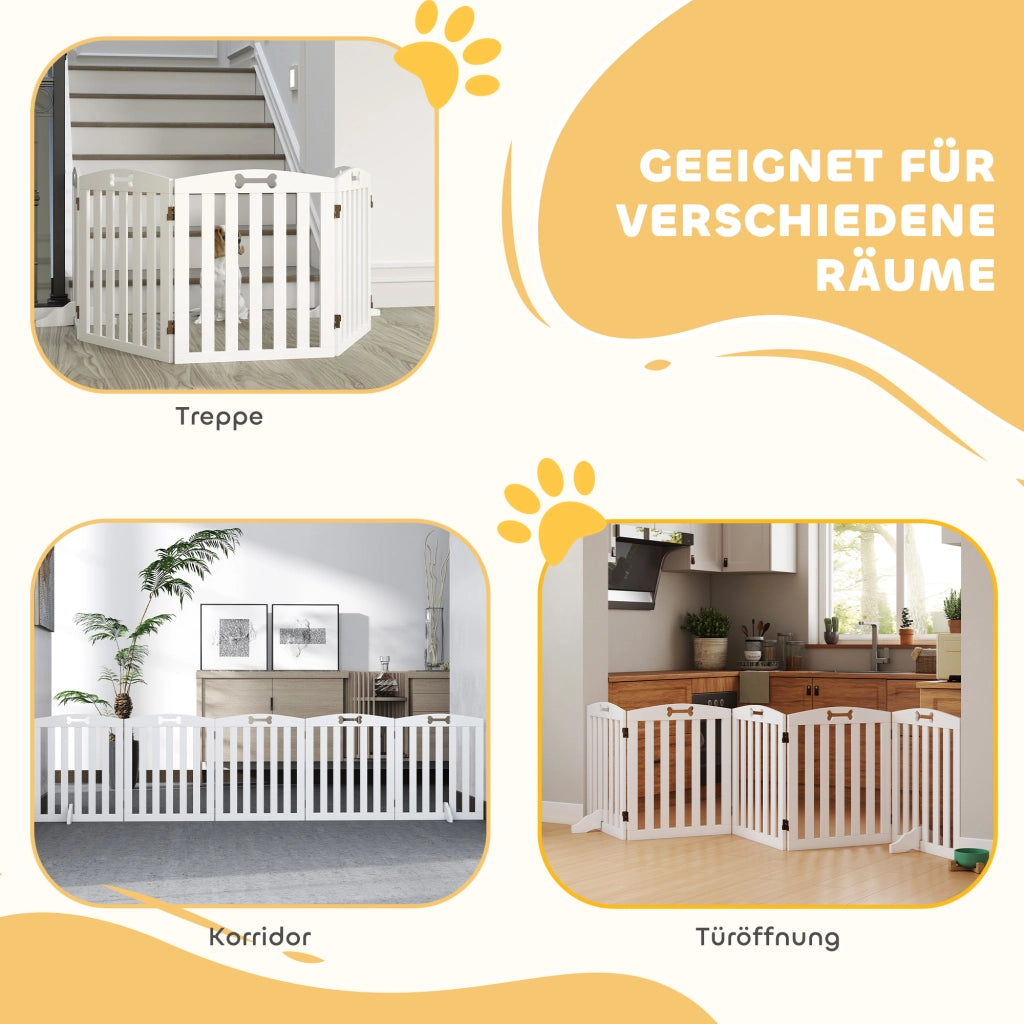 Cancelletto per Cani Autoportante ¨C Xylo ¨C 258x30x61 cm Bianco