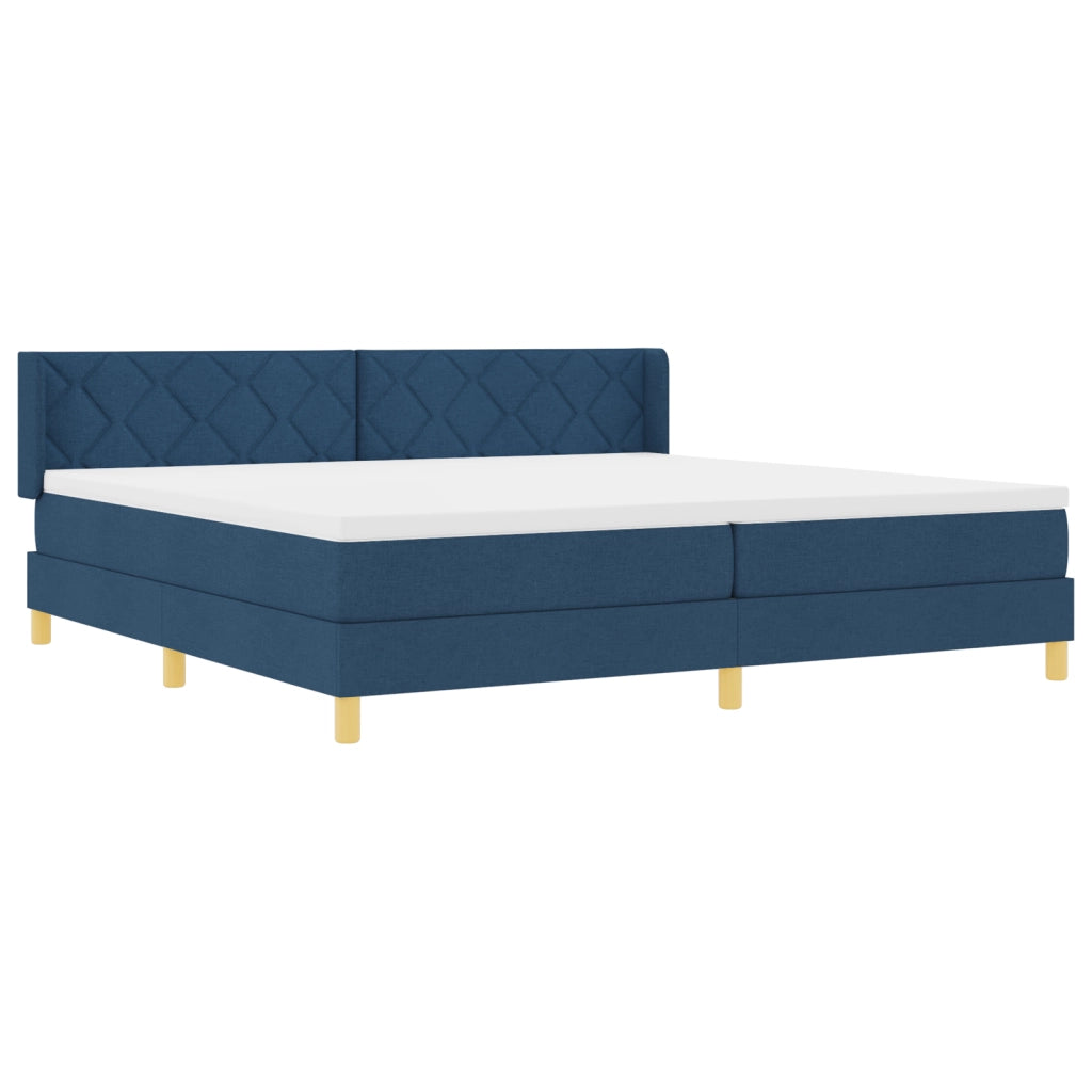 Letto Box Spring con Materasso Blu 200x200 cm Tessuto