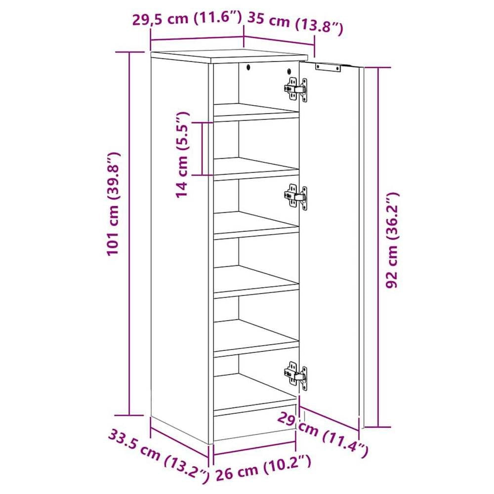 Shoe Cabinet, Concrete Grey, 30x35x100 Cm, Wood-based Material