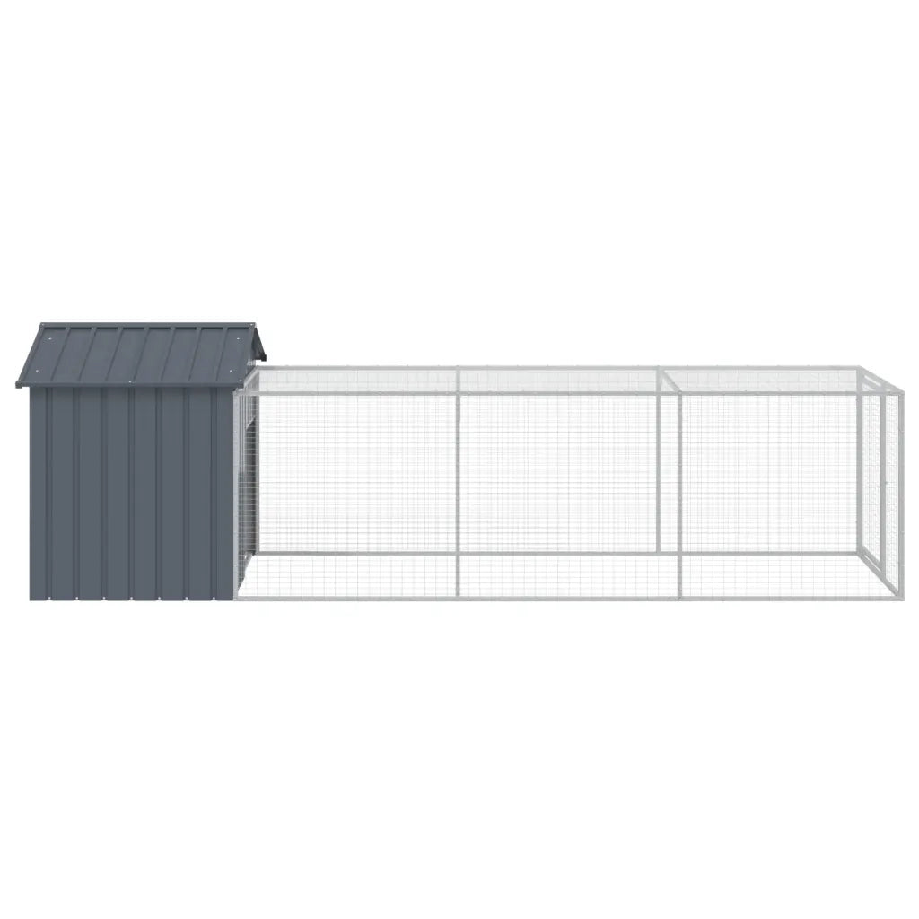 Pollaio con Area Corsa Antracite 117x405x123 cm Acciaio Zincato 3189069