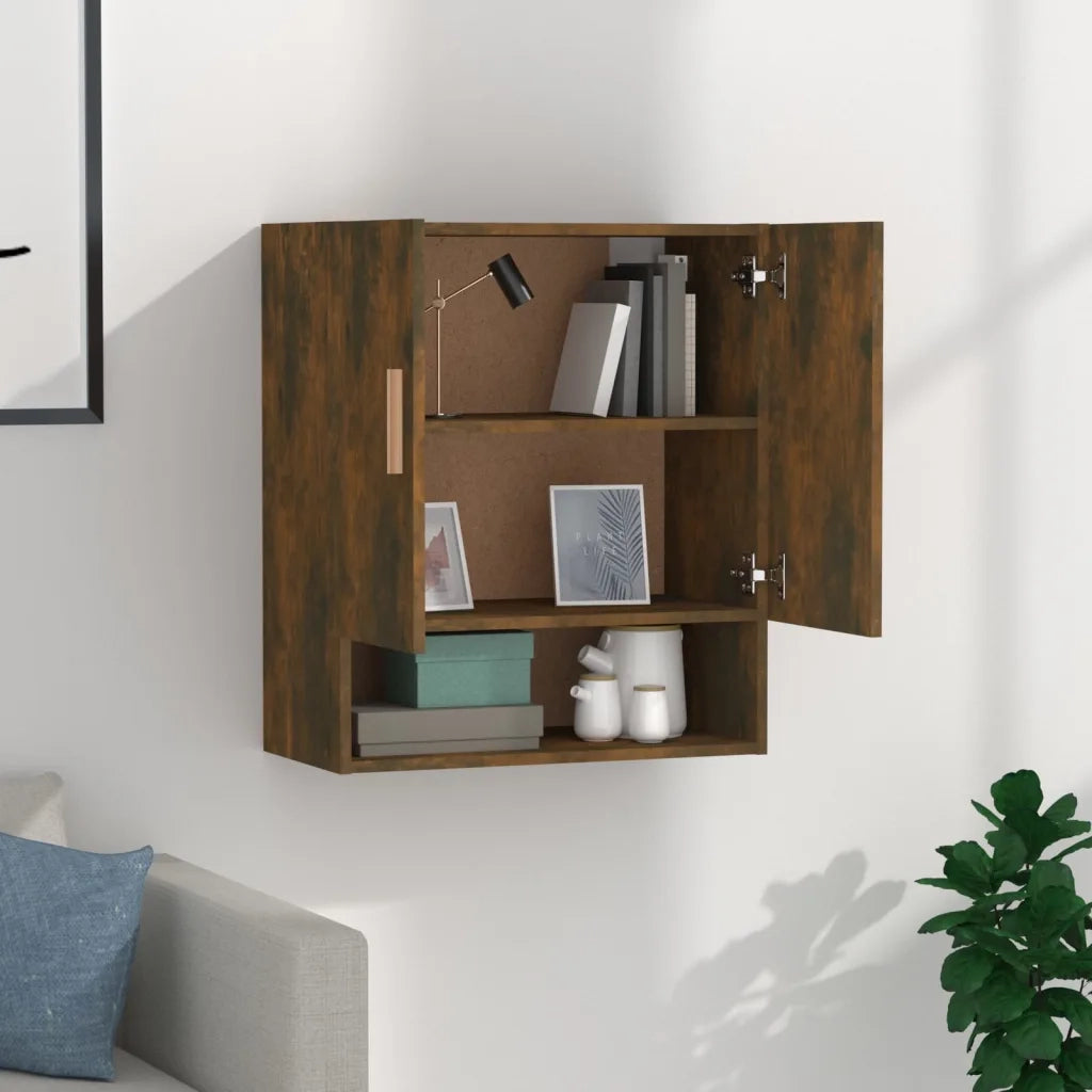 Armadietto a Muro | Mobile a Parete Rovere Fumo 60x31x70 cm in Legno Multistrato