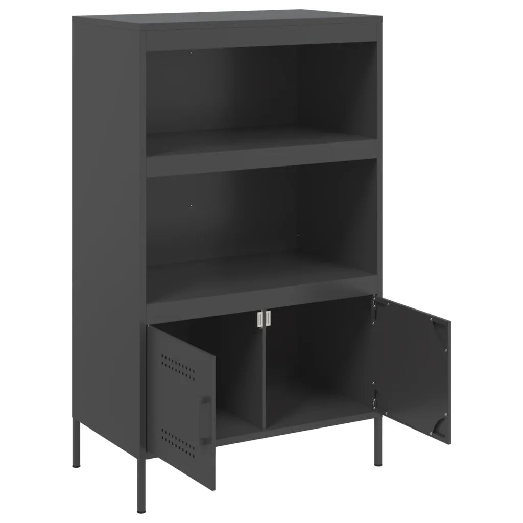 Credenza-Buffet-Armadio da cucina Nera 68x39x113 cm in Acciaio 862550