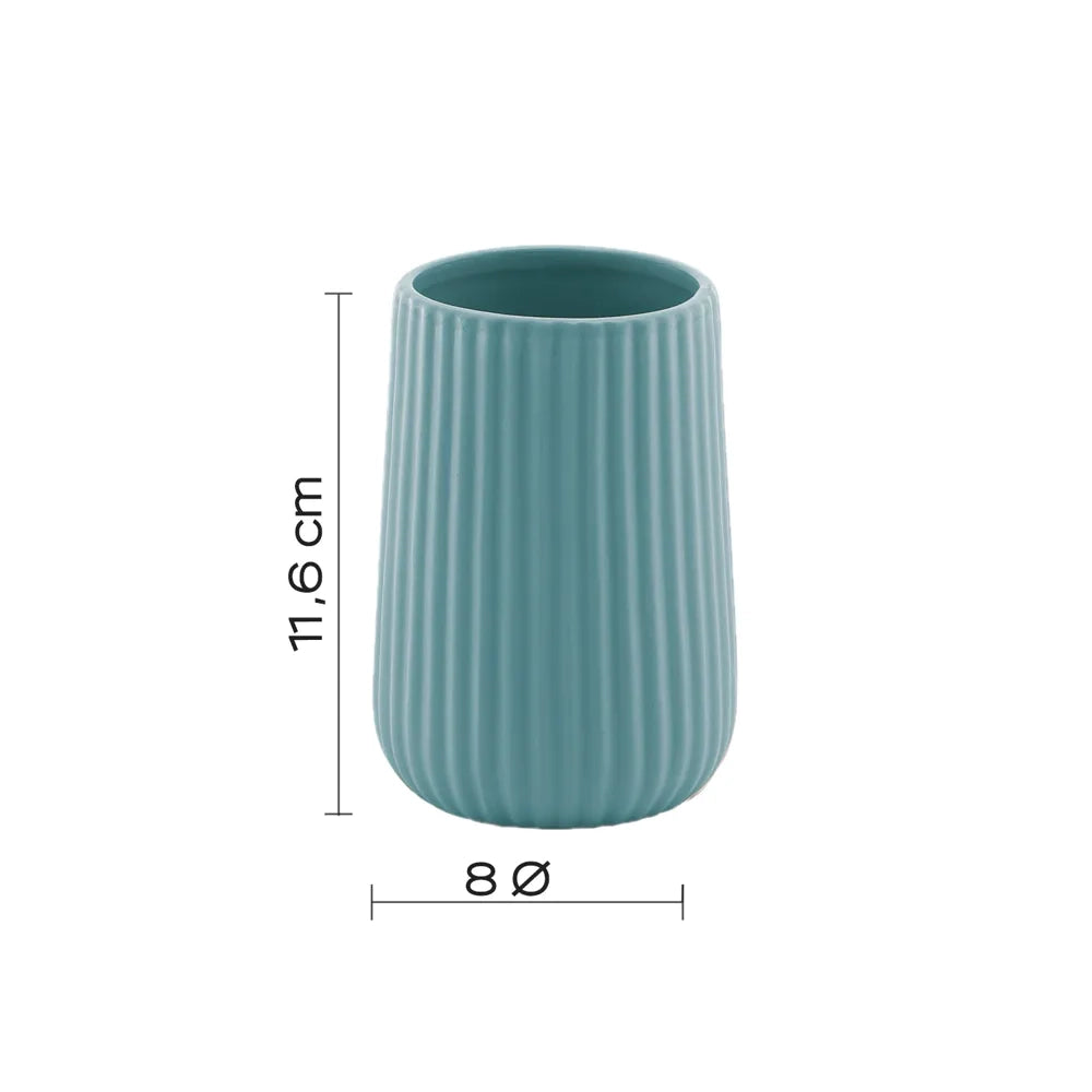 Portaspazzolini Gedy in ceramica azzurro polvere | Marika