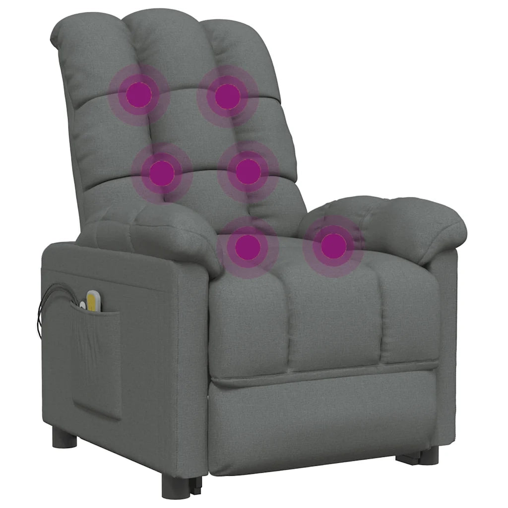 Poltrona Massaggiante Elettrica Grigio Scuro in Tessuto 3073759