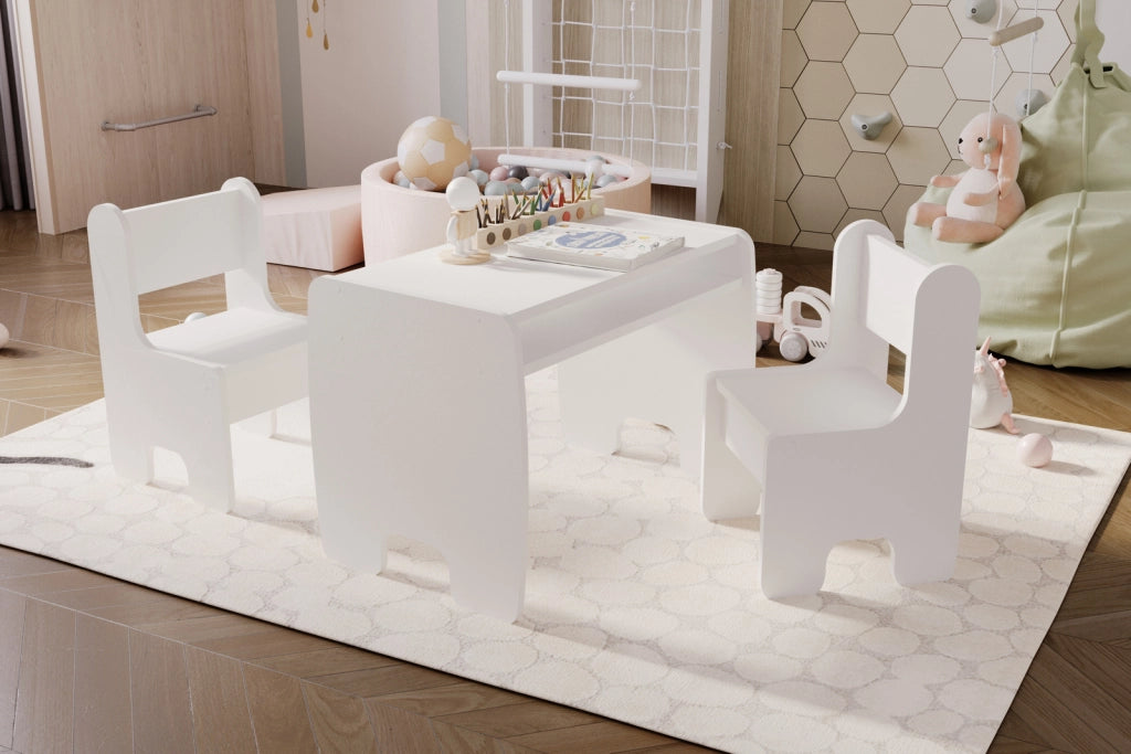 Set per bambini TIMI: tavolo e due sedie - bianco
