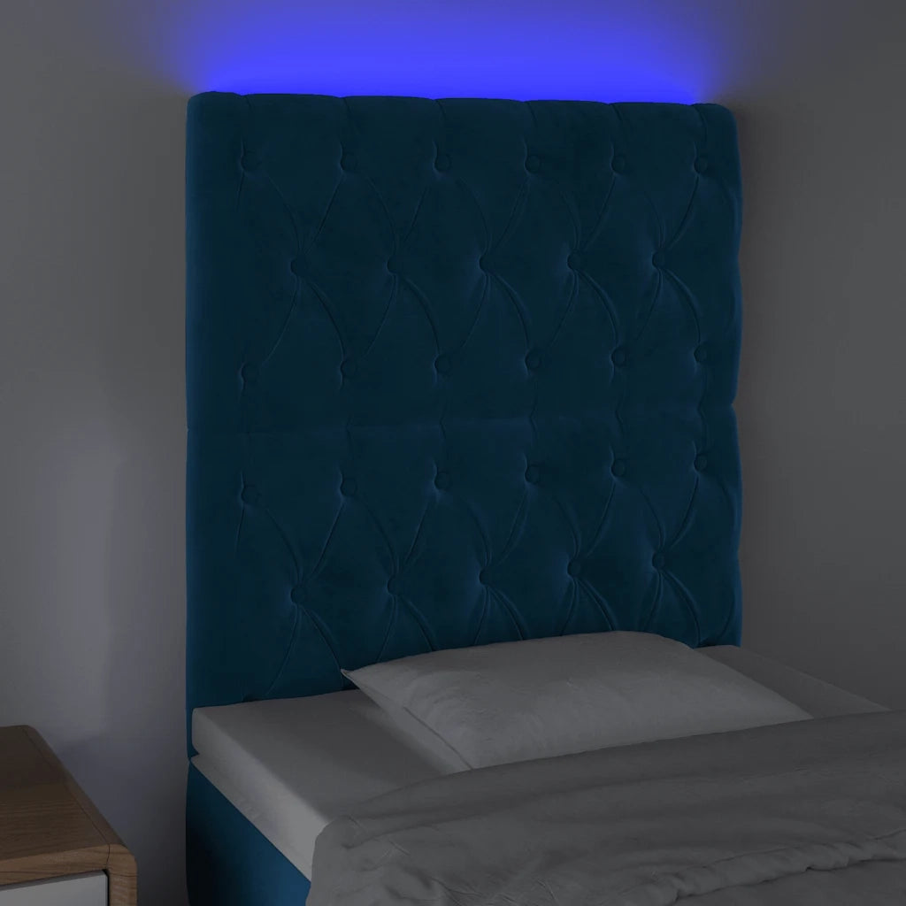 Testiera | Testata a LED Blu scuro 80x7x118/128 cm in Velluto