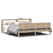 Letto matrimoniale | Letto per adulti | Giroletto con Testiera 200x200 cm in Legno Massello di Pino