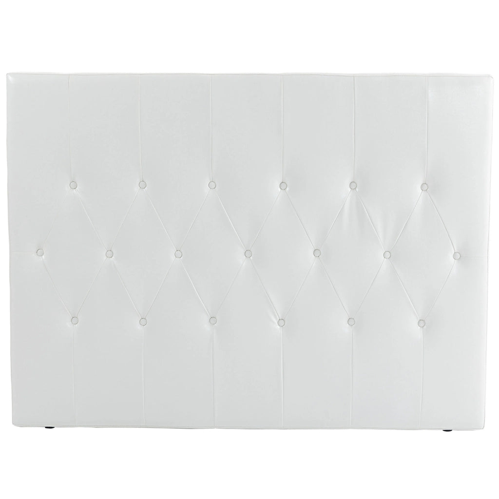 Testiera Letto Matrimoniale Imbottita con Design a Bottoni, in Pelle PU e MDF, 160x7x120 cm, Bianco
