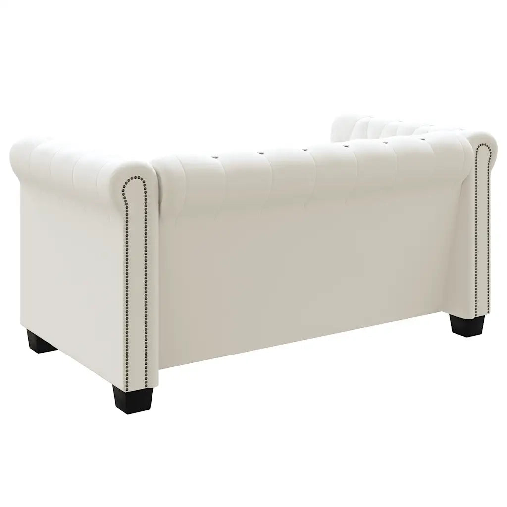Divani Chesterfield a 2 Posti e a 3 Posti in Similpelle Bianco