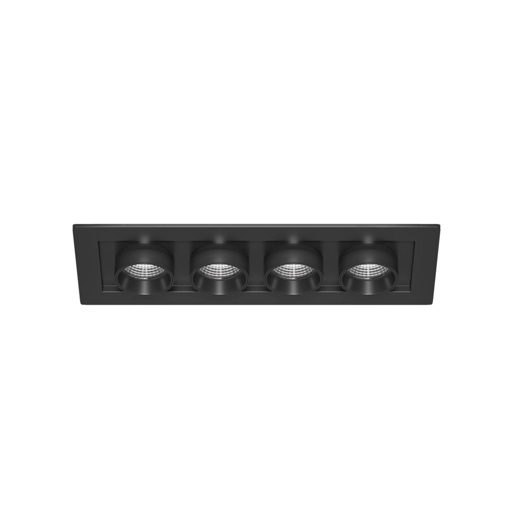 Mini Oxo Faretto LED da Incasso Rettangolare 4 Punti Luce 24W 42º Tecnologia Switch CCT 2700K-4000K Finitura Nero Opaco Design Professionale.