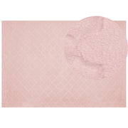 Tappeto in pelle sintetica di coniglio rosa 160 x 230 cm motivo a rete soggiorno camera da letto