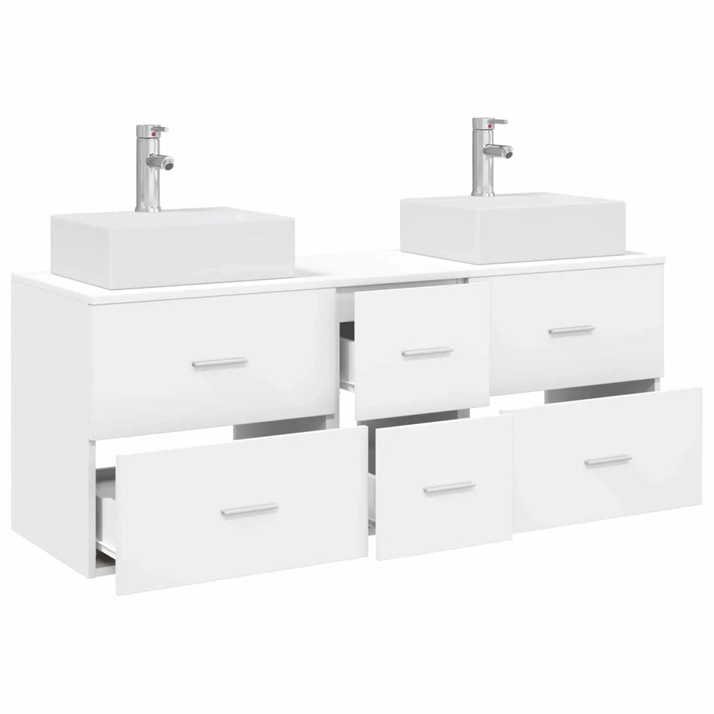 Set di Armadi da Bagno 3 pz Bianco 129 x 41 x 79,5 cm 3405843