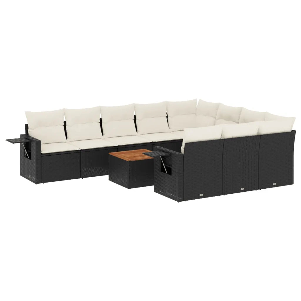 Set Divani da Giardino 11 pz con Cuscini in Polyrattan Nero 3257071
