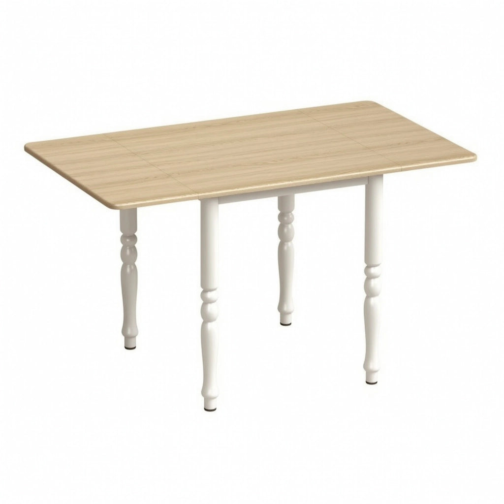 Tavolo da pranzo - pieghevole per 2-6 persone - estraibile 74-134 cm - 2 unità - piedi in acciaio - naturale