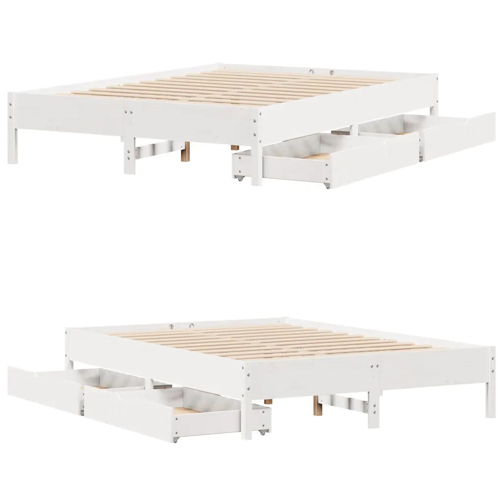 vidaXL Letto senza Materasso Bianco 160x200 cm Legno Massello di Pino