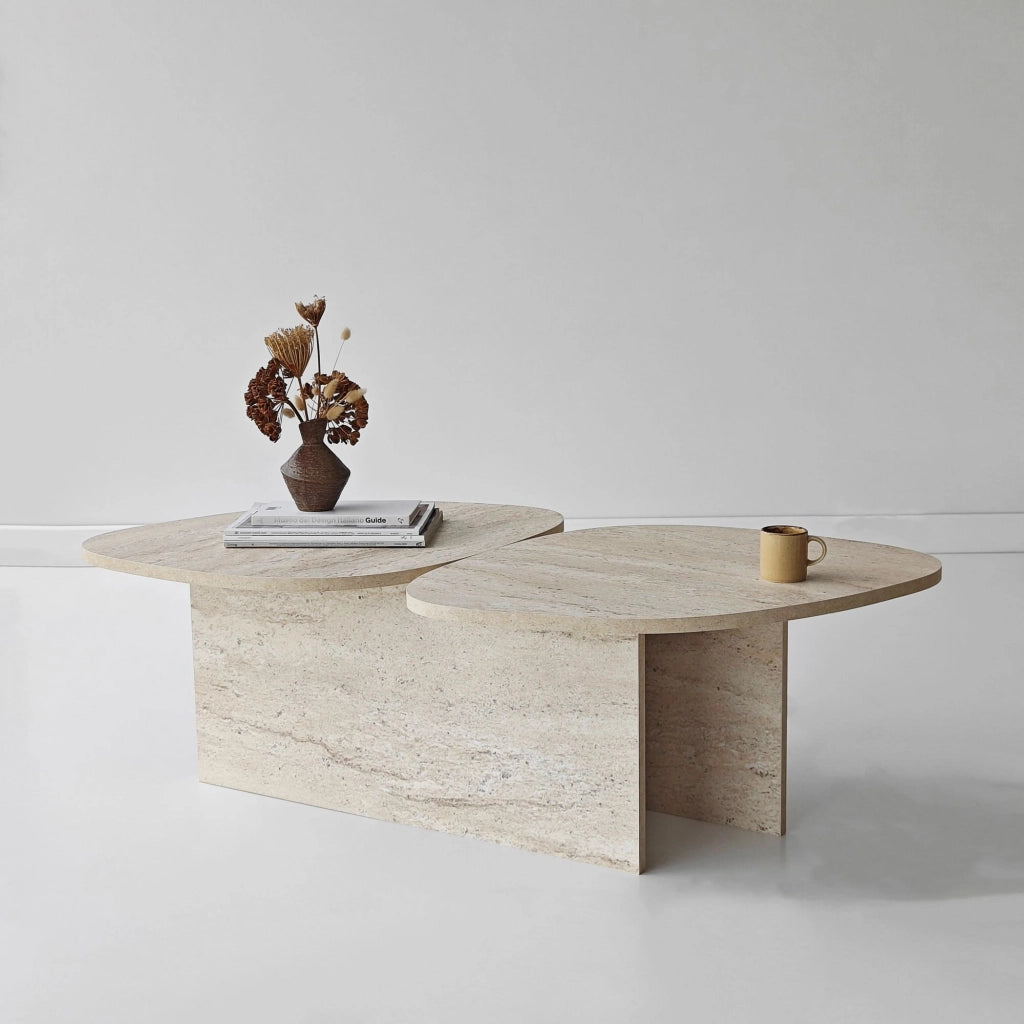 Tavolino in legno "Stones" 125 x 60 x 38 cm - Travertino