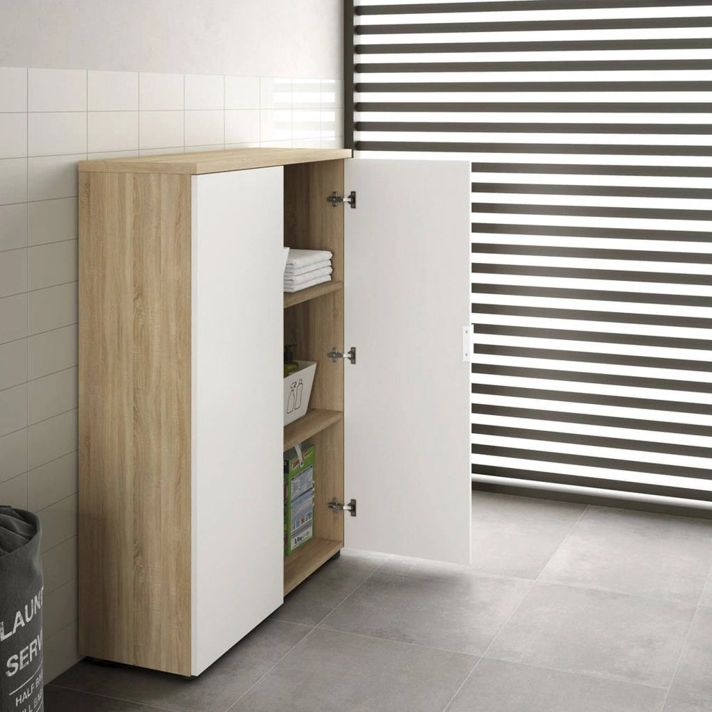 Dionisio, Armadio Multiuso 2 Ante 2 Ripiani, 80x119h cm Marrone Rovere