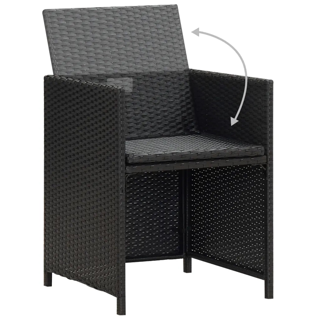 Set da Pranzo per Giardino 3 pz con Cuscini Nero 3094301