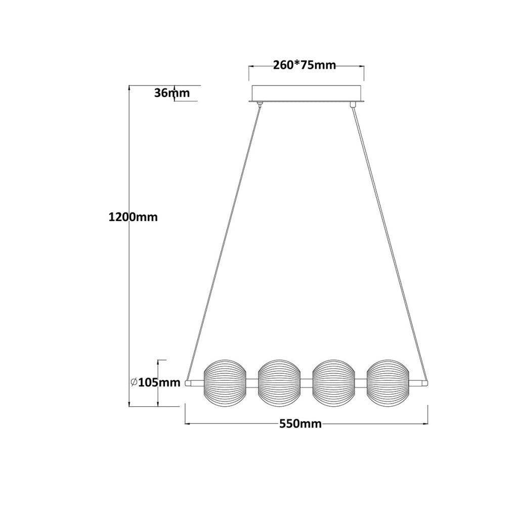 Lampada a sospensione Brillant 4 luci oro LED CCT 20W