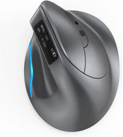 Mouse verticale Bluetooth con schermo LED, ricaricabile, 3200 dpi, 3 modalità (BT5.0/3.0 + 2.4G), mouse ergonomico wireless con ricevitore USB, mouse wireless per laptop, PC e tablet
