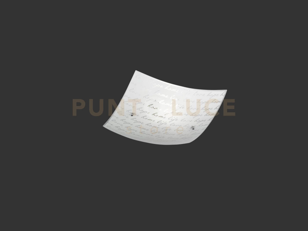 SIGNA PLAFONIERA QUADRATA VETRO DECORO FIRMA D. 30X30CM 1 LUCE ATTACCO E27