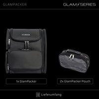 GlamSeries GlamPacker Zaino porta trucchi ergonomico ed espandibile, borsa per il trucco con scomparto con protezione termica, ideale per truccatori e parrucchieri