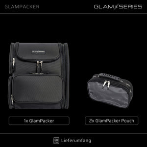 GlamSeries GlamPacker Zaino porta trucchi ergonomico ed espandibile, borsa per il trucco con scomparto con protezione termica, ideale per truccatori e parrucchieri