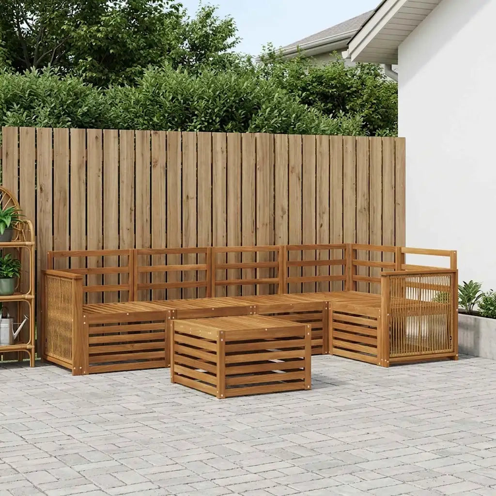 Set divano sezionale 5 pcs Naturale Legno di Acacia Massello 3384385