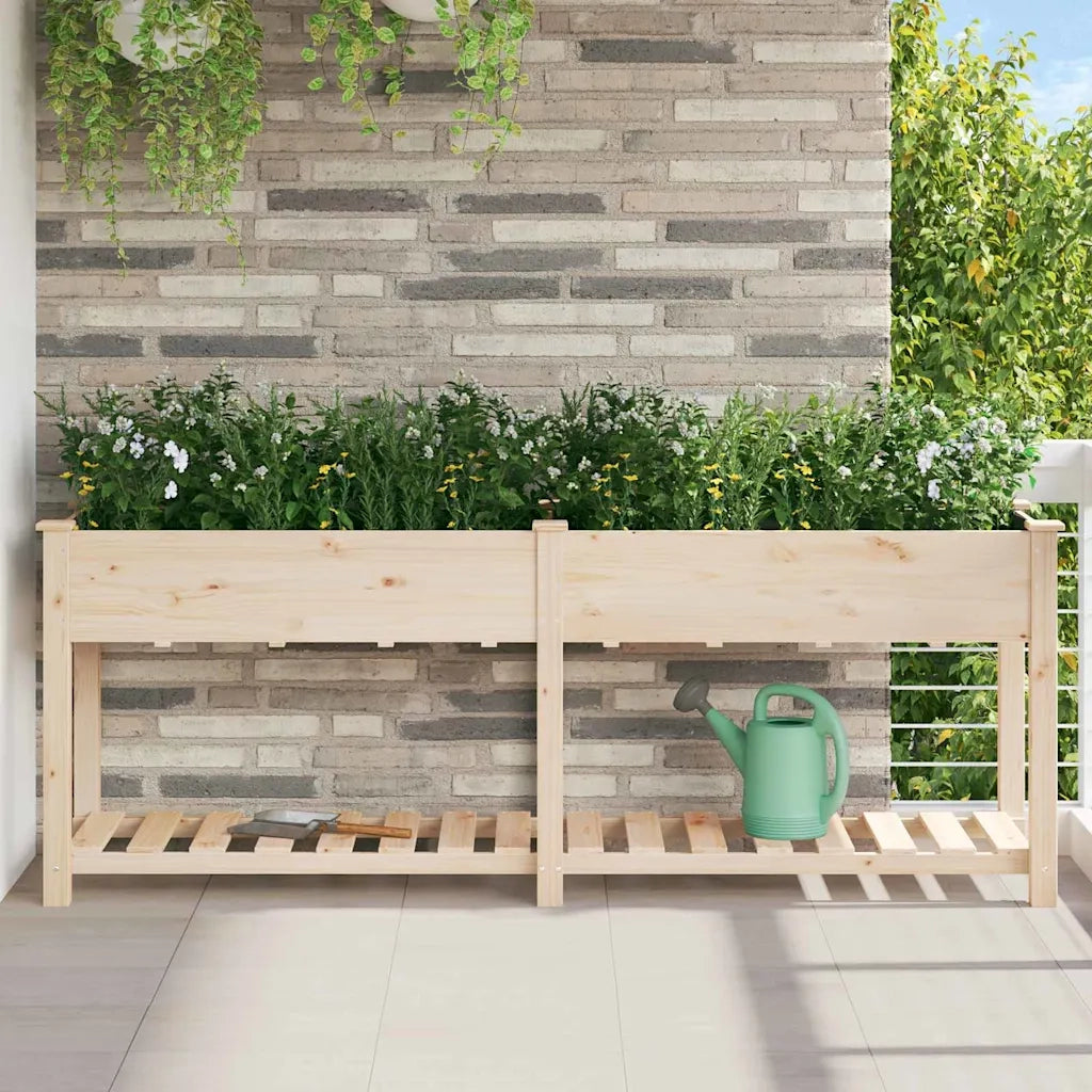 Fioriere | Cassetta per fiori | Vaso da giardino con lo scaffale Beige 203 x 53 x 76,5 cm