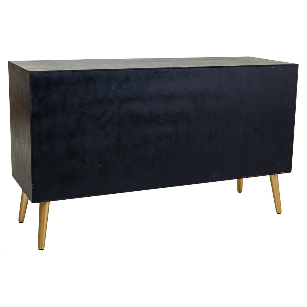 Credenza in legno laccato nero e griglia 120x41,5x71h