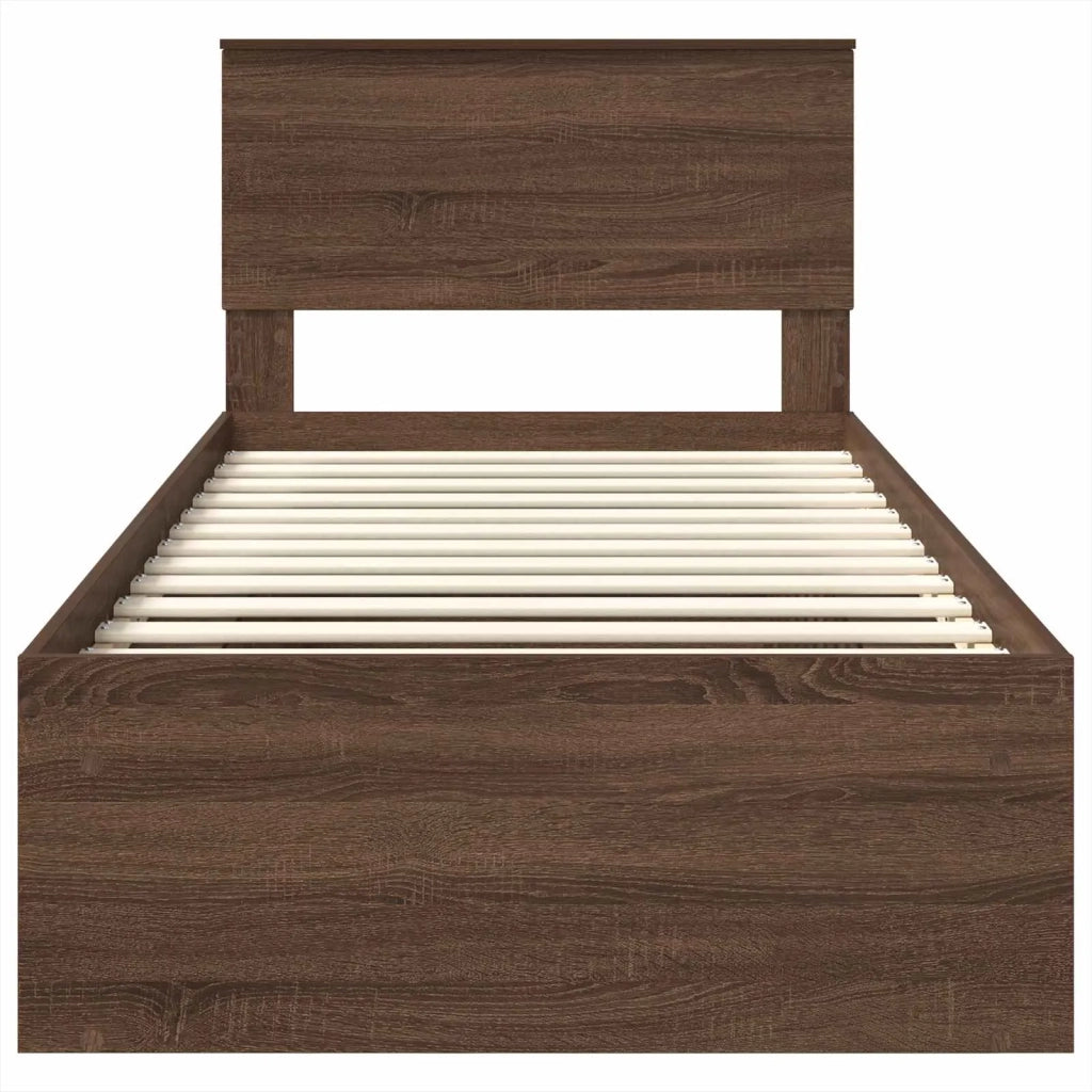 Struttura del letto con testiera Rovere Marrone 75 x 190 cm
